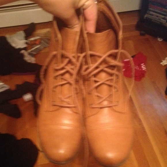 Forever 21 Chestnut Brown Ankle Combat Boots