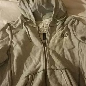 American Eagle light gray zip up hoodie