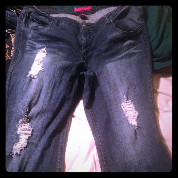 Plus size distressed jeans