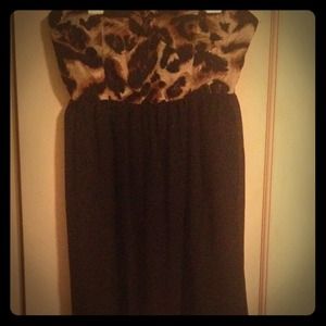 Strapless animal print cocktail dress