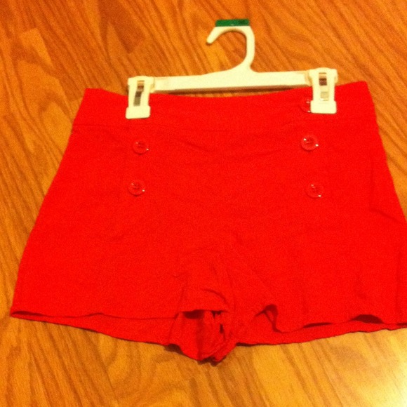 Red high waisted loose sailor shorts