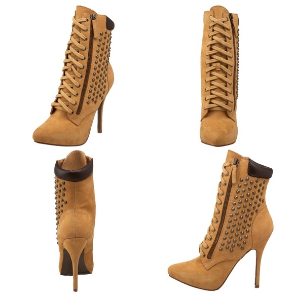 πHPπ ZiGiny Studded Boots, Tan Leather - Picture 2 of 3