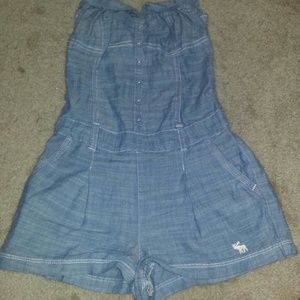 Abercrombie & Fitch Light wash Blue Jean Romper