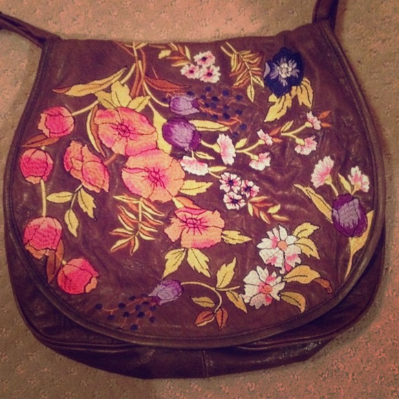 Anthropologie Crossbody Brown Leather Bag