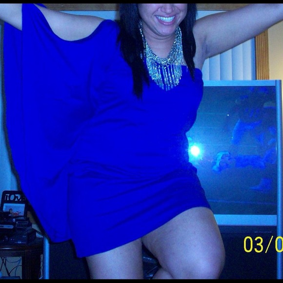 One Shoulder Blue Dress