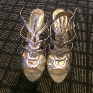 Charles David gold leather heels