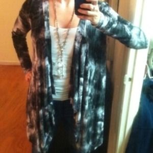 Black and white long cardigan