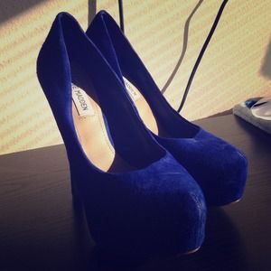 Blue suede heels