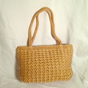 Small crocheted bag by The Sak Beige w/ gold