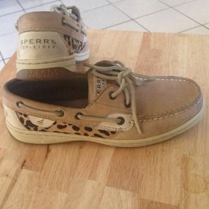 Sperry leopard boat shoes