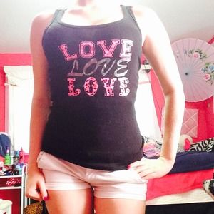 Black Tank Top That Says Love, Love, Love.