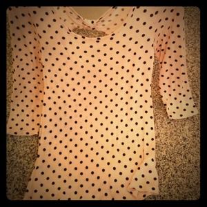 Light pink top with black polka dots!