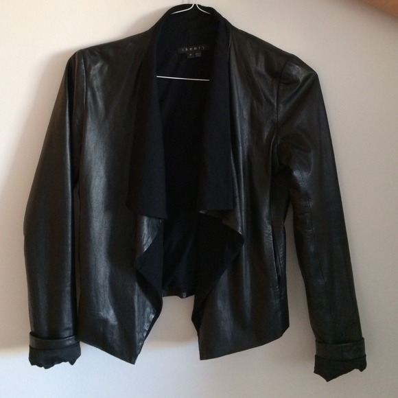 🎉HP🎉 Theory waterfall leather jacket - Picture 2 of 2