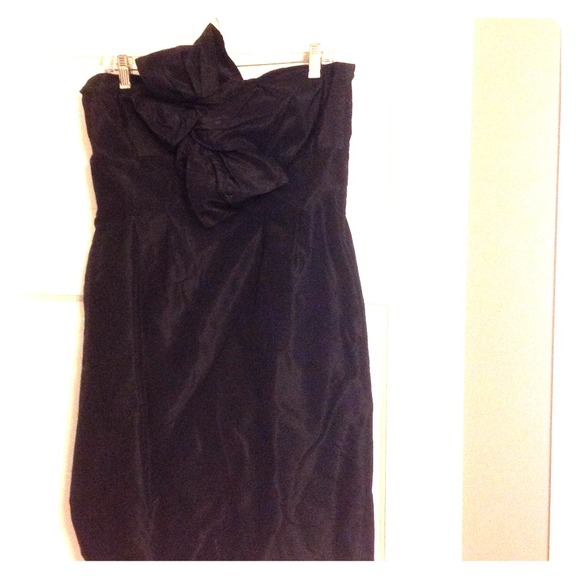 J Crew black silk strapless party dress