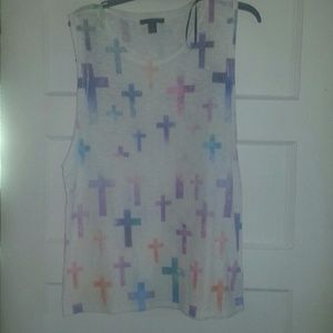 Forever 21 galaxy print cross top size:med