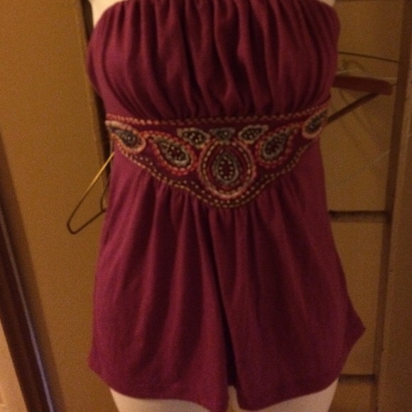 Pink tube top with beads