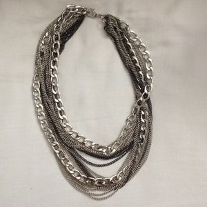Silver chain layer necklace