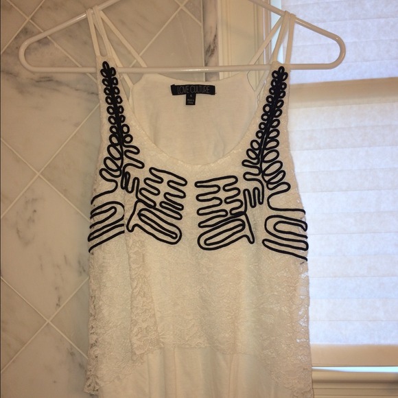 White Open Back Lace Tank
