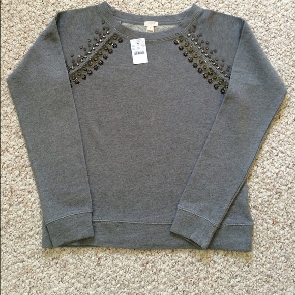 ❌SOLD❌J. Crew Factory Jeweled Raglan Sweatshirt - Picture 2 of 4