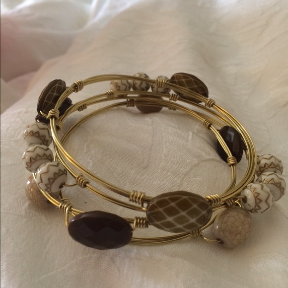 Handmade beaded bangle stack