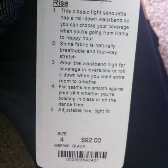 Lululemon Shine Tight High Rise Black size 4 - Picture 4 of 4