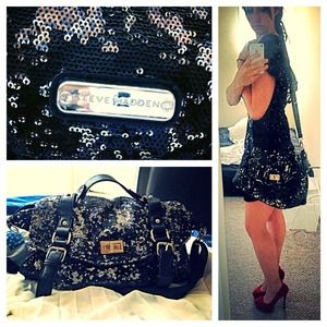 Sparkly black and white Steve Madden purse