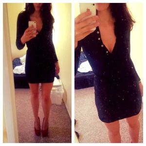 American Apparel long sleeve black button up dress