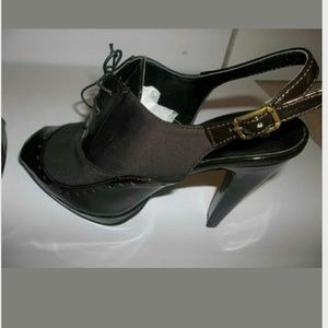 Peep toe brown heels