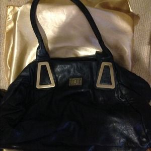Navy blue faux leather purse