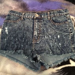 Acid Wash High Waisted Shorts