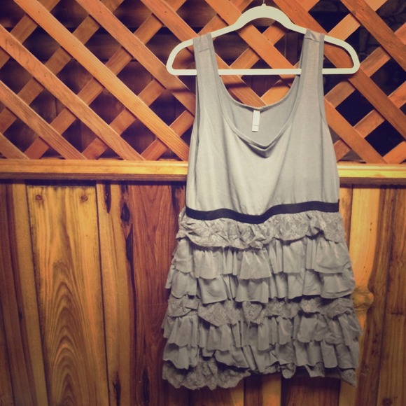 Tiered Grey Dress