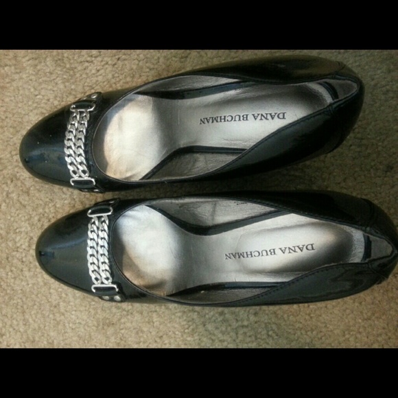 Black patent wedge pumps sale