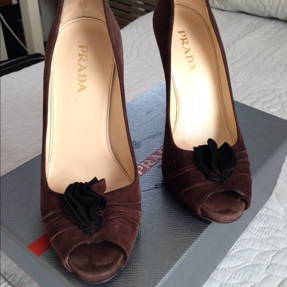 Prada Brown Suede Peeptoe - Picture 2 of 2