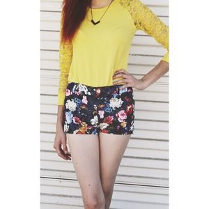 Dark Blue Floral Shorts