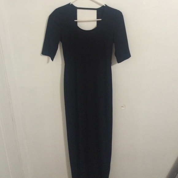 Black short sleeve maxi dress with slit NWOT