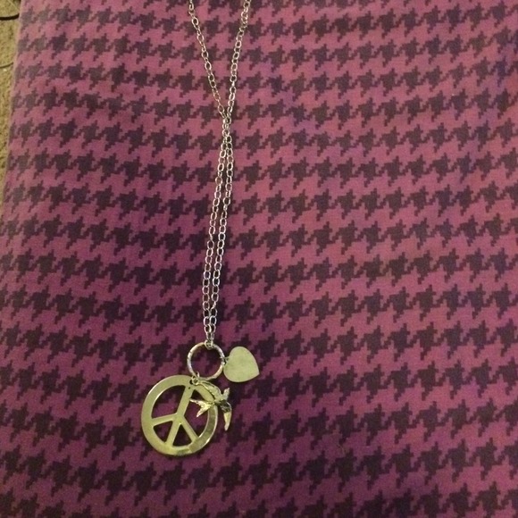 Long silver pendent necklace