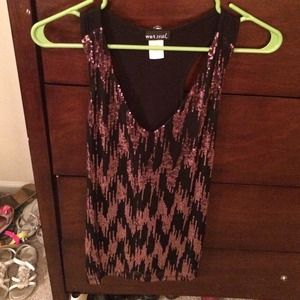 Black tank top with bronze sequins through out.