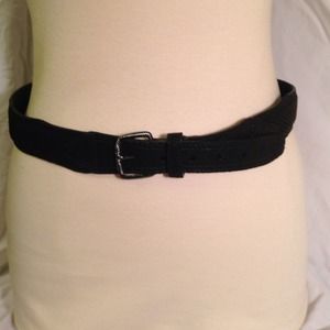 Ellie Tahari Black Padded Snakeskin Patterned Belt