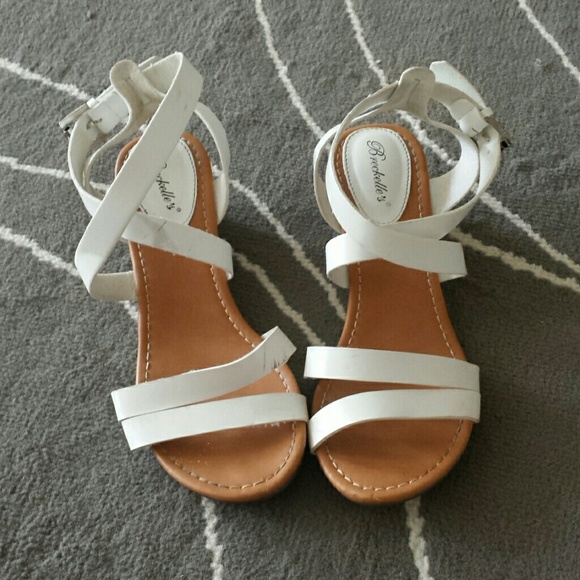 Breckelle's Strappy White Wedge Sandals
