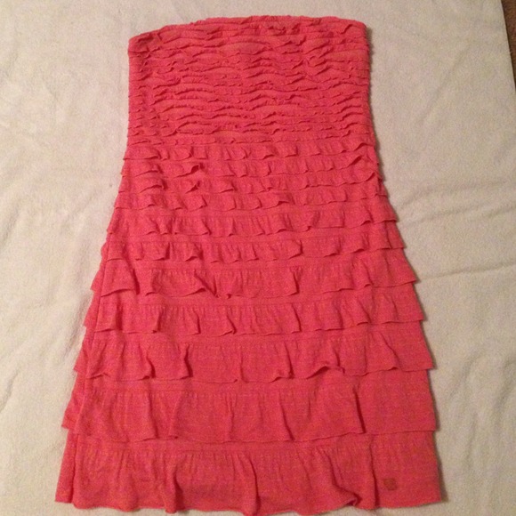 Coral ruffle dress