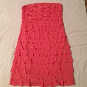 Coral ruffle dress