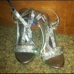 Sparkly silver heels