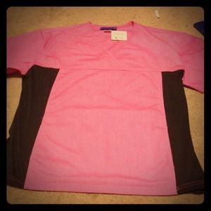 pink and black scrub top