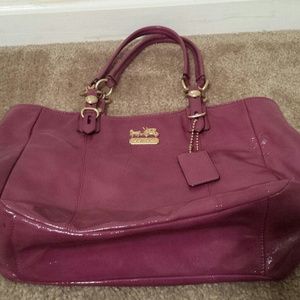Large leather dark pink Coach purse