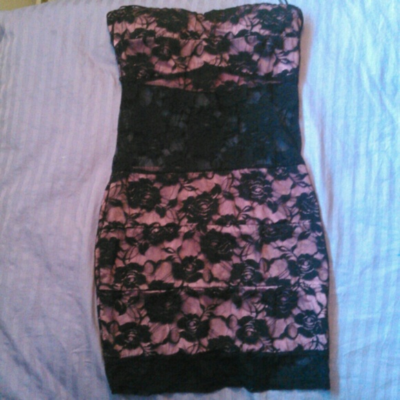 Black and pink lace dress
