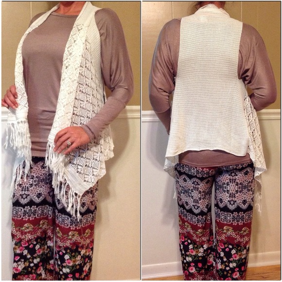 ❌SOLD❌ boho cardigan fringed sweater vest - Picture 4 of 4