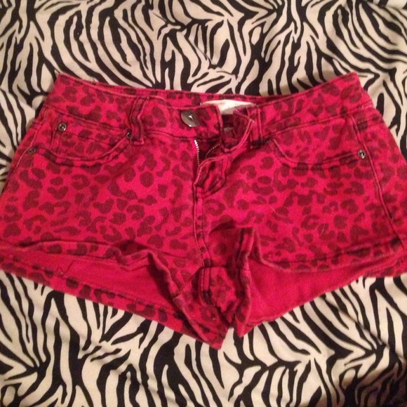 Red cheetah print shorts