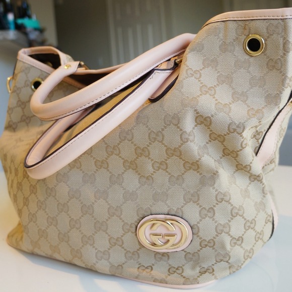 Classic Gucci Tote Pink GG Logo Canvas