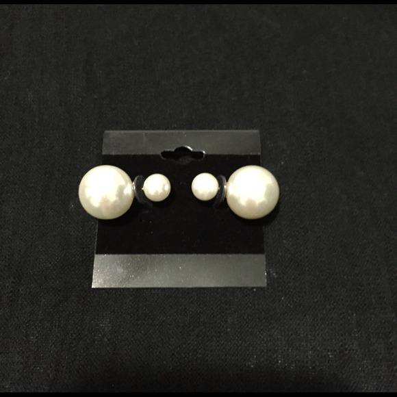 Tribal white pearl earrings