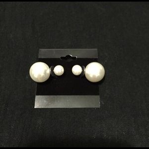 Tribal white pearl earrings
